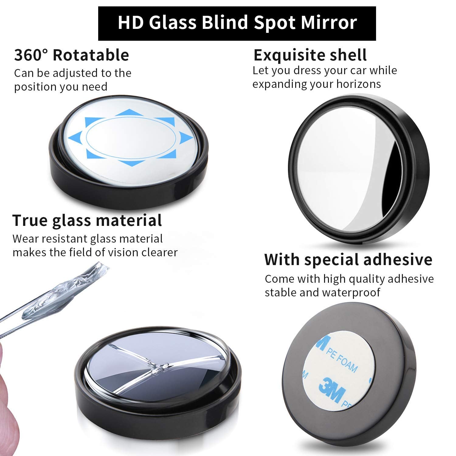 360° Adjustable Blind Spot Car Rear View Mirror (Pack of 2)